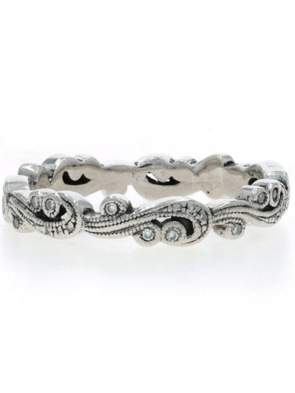 Platinum Diamond Band - 950 Round .12ctw Milgrain Wedding Ring